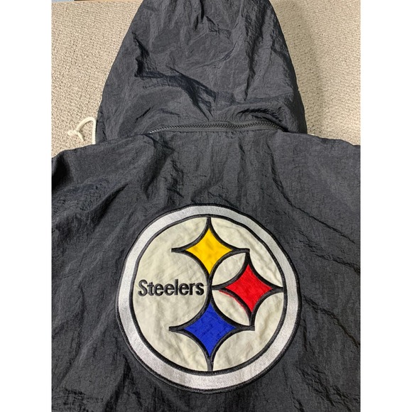 USA World Sense Mens Throwbacks Pittsburgh Steelers Jacket Size XL Black Yellow - Picture 6 of 15